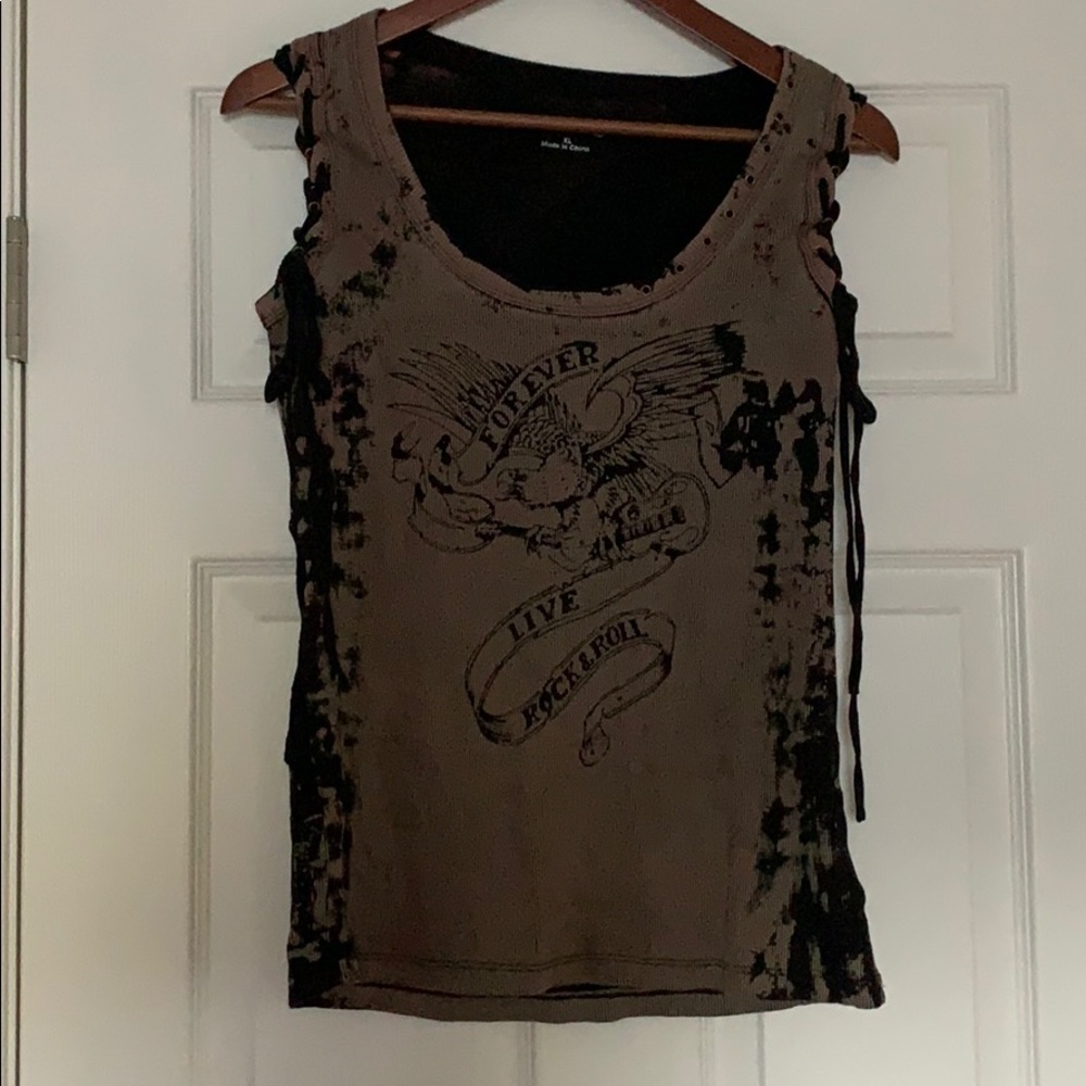 Chocolate and Black Ribbed Tank